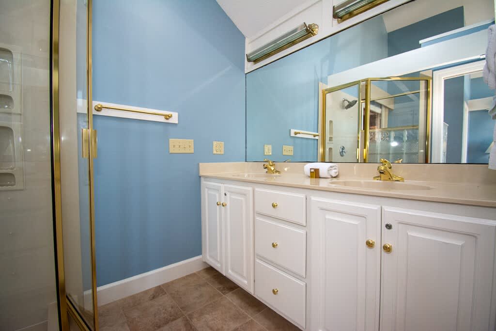 Primary Bathroom with Walk-In Shower and Double Vanity 