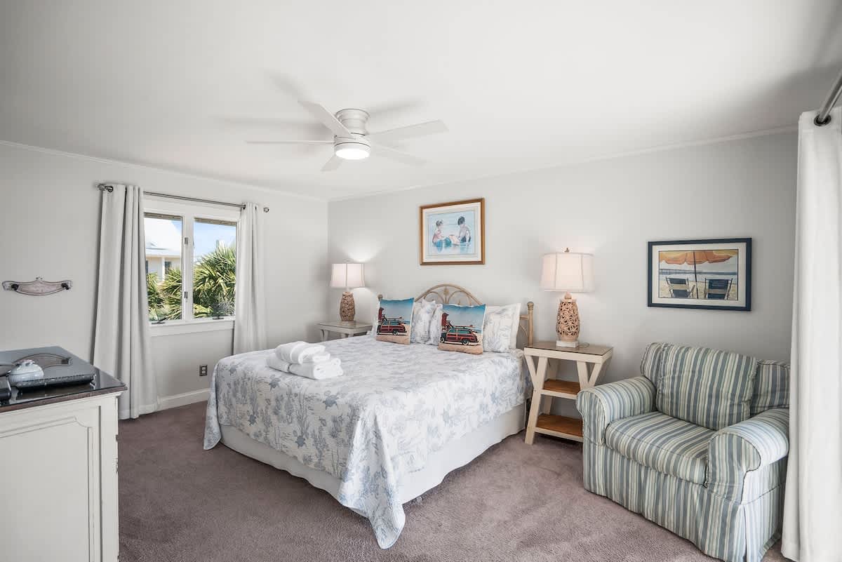 Primary Bedroom 2 with King Bed and Ocean View with Access to Deck