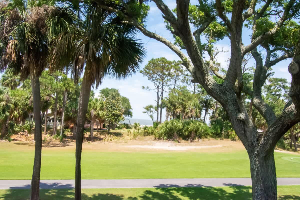 View of golf course and ocean