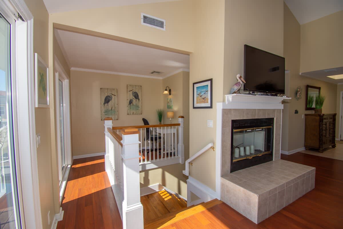 Stairs down to first floor