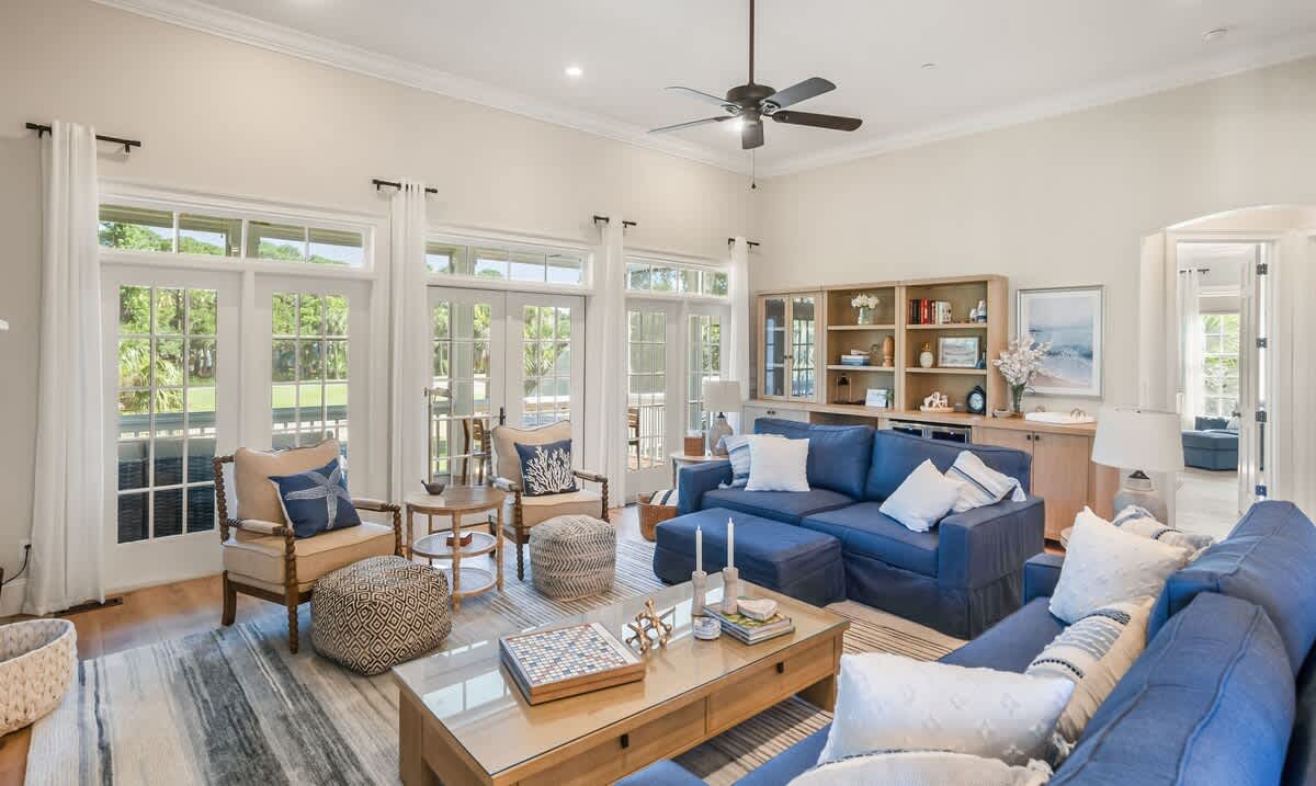 Living Room with Access to Back Deck (Please Note Fireplace Is not For Guest Use)