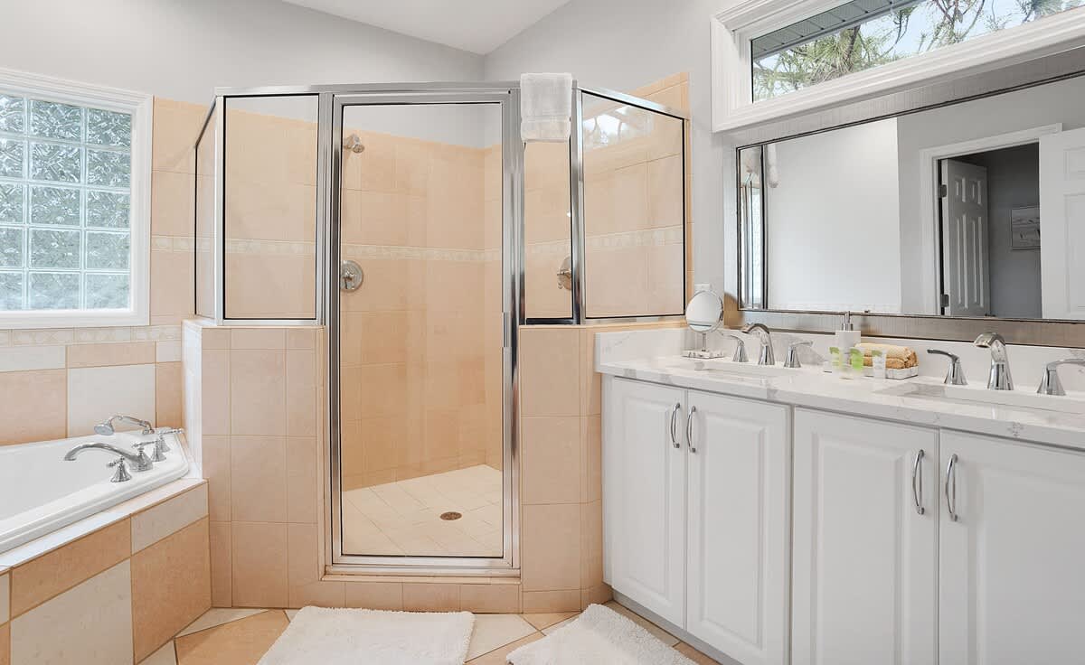 Second floor primary bedroom and en suite bathroom