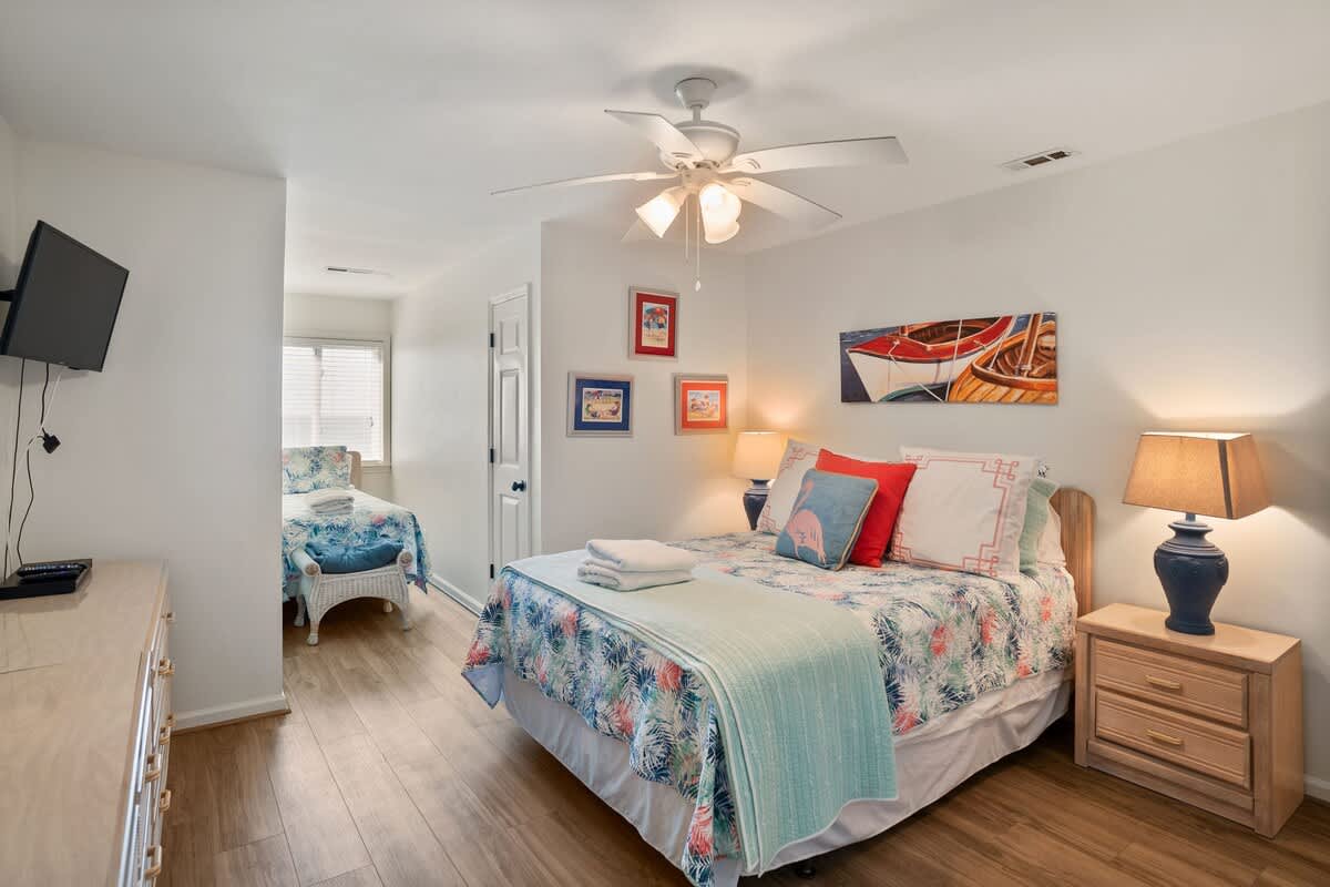 Spacious guest bedroom with en suite bathroom