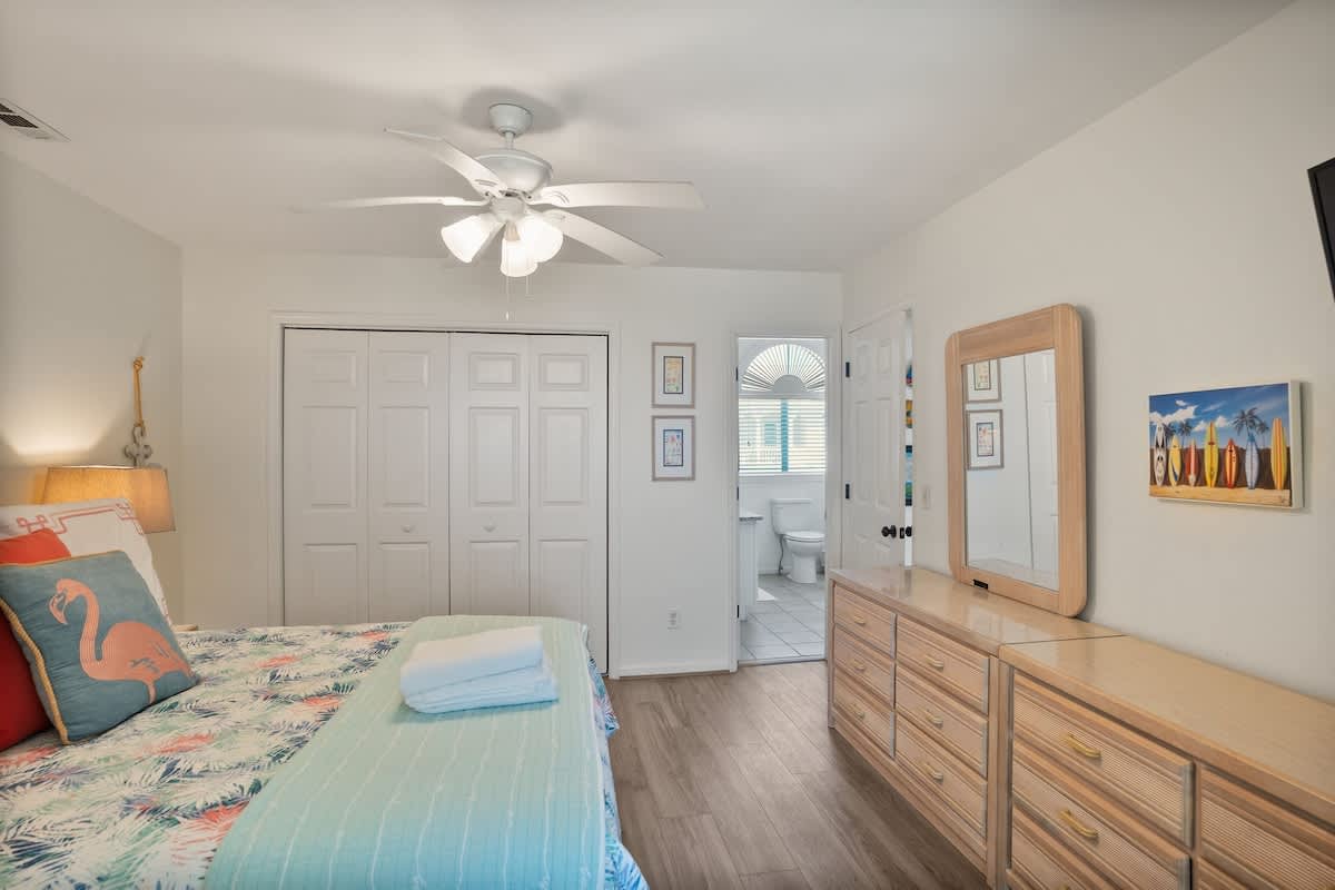 Spacious guest bedroom with en suite bathroom