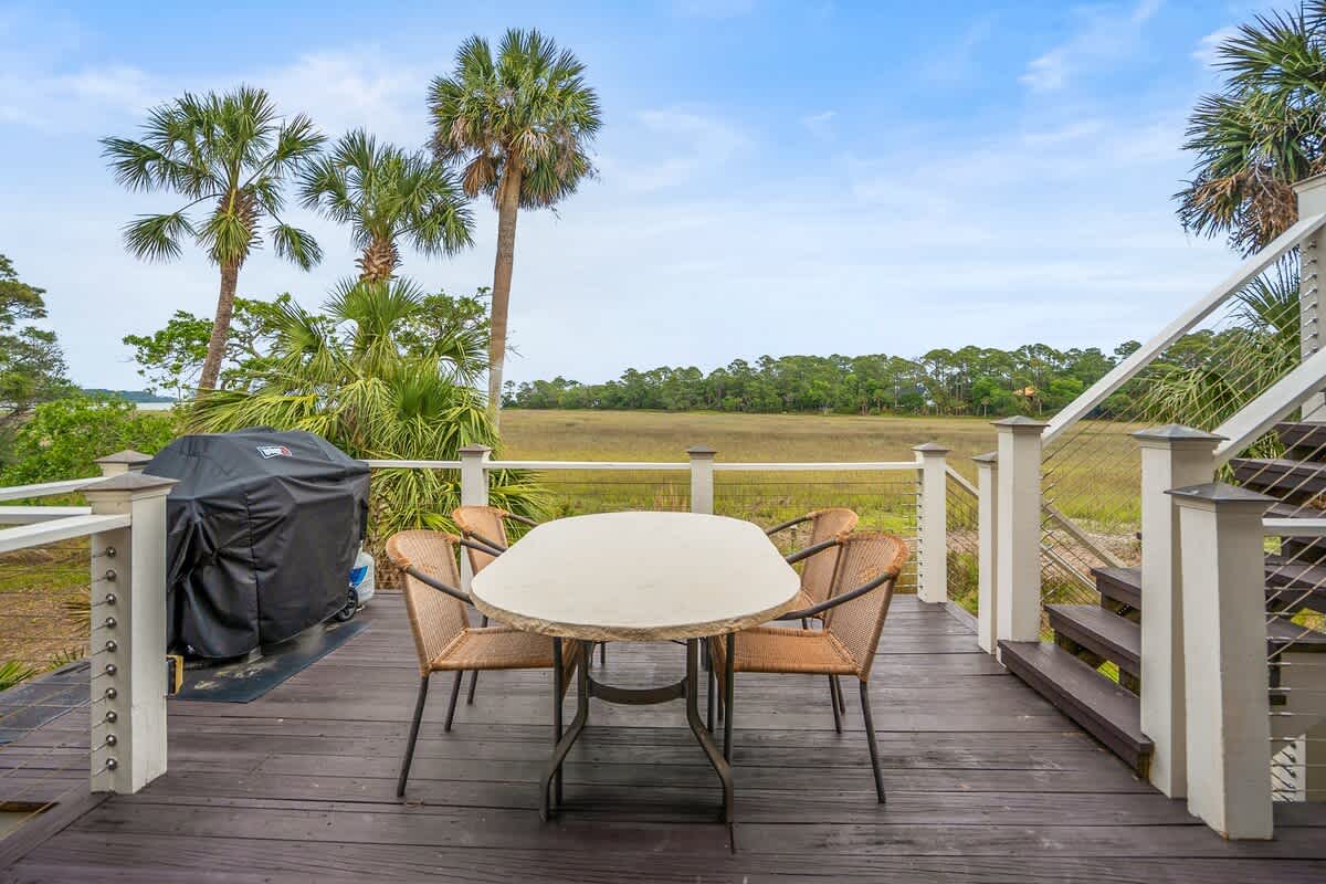Deck off of Living Room with Marsh and Ocean Views