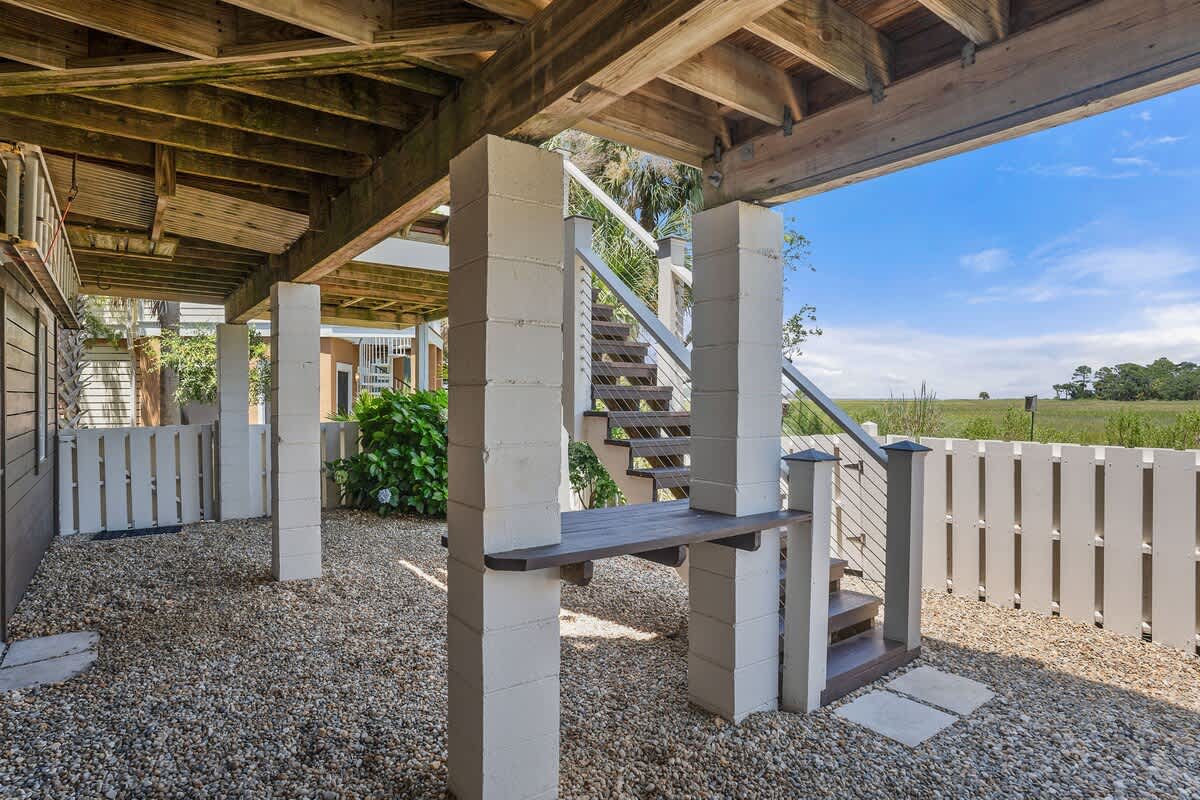 Stairs to Deck off Living Room