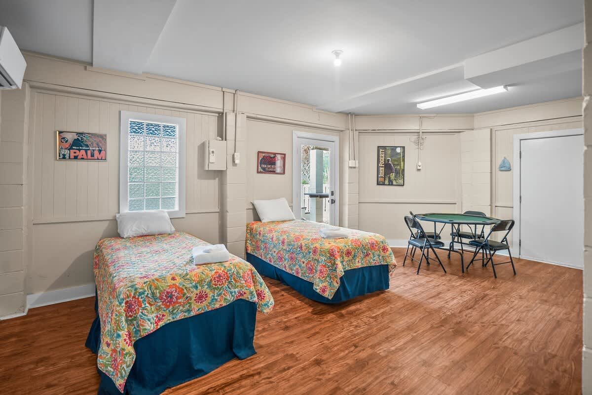 Ground Level Bedroom with 2 Twins, Seating Area, Access to Ground Level and extra refrigerator