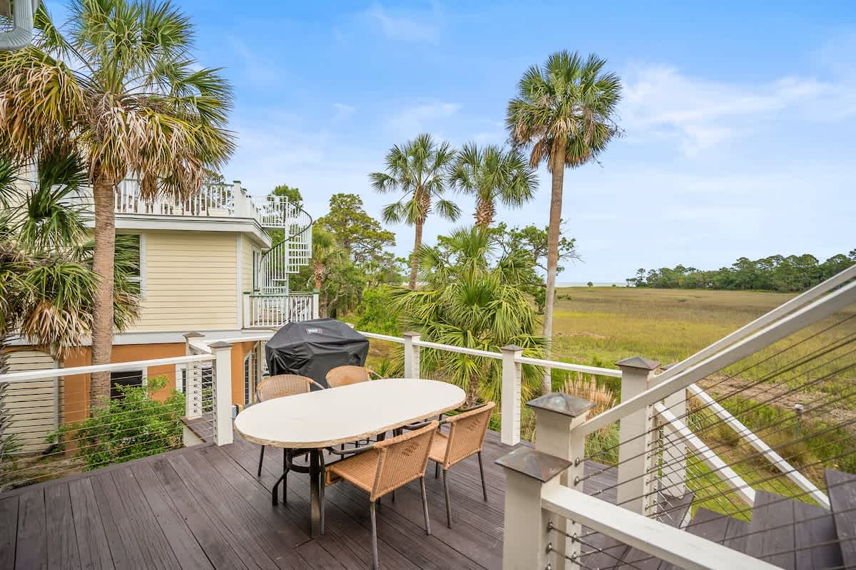 Deck off of Living Room with Marsh and Ocean Views