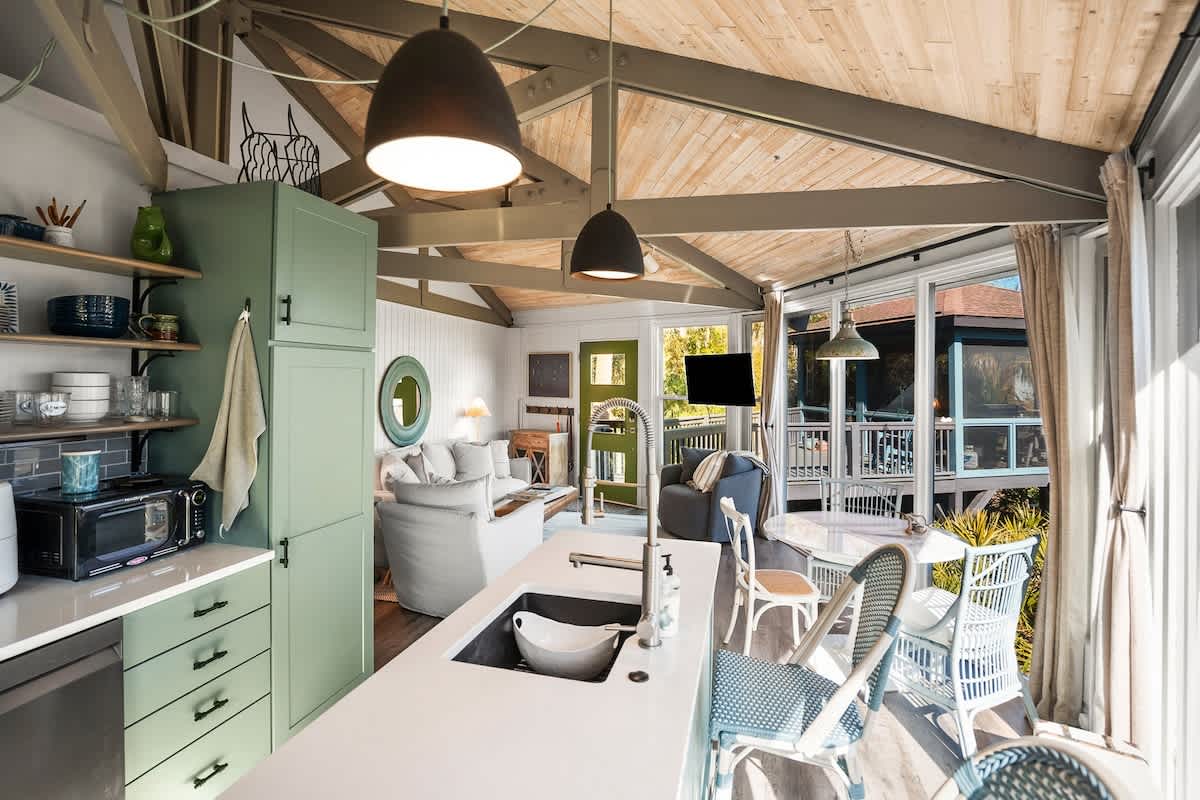 Open concept living room, dining room and kitchen
