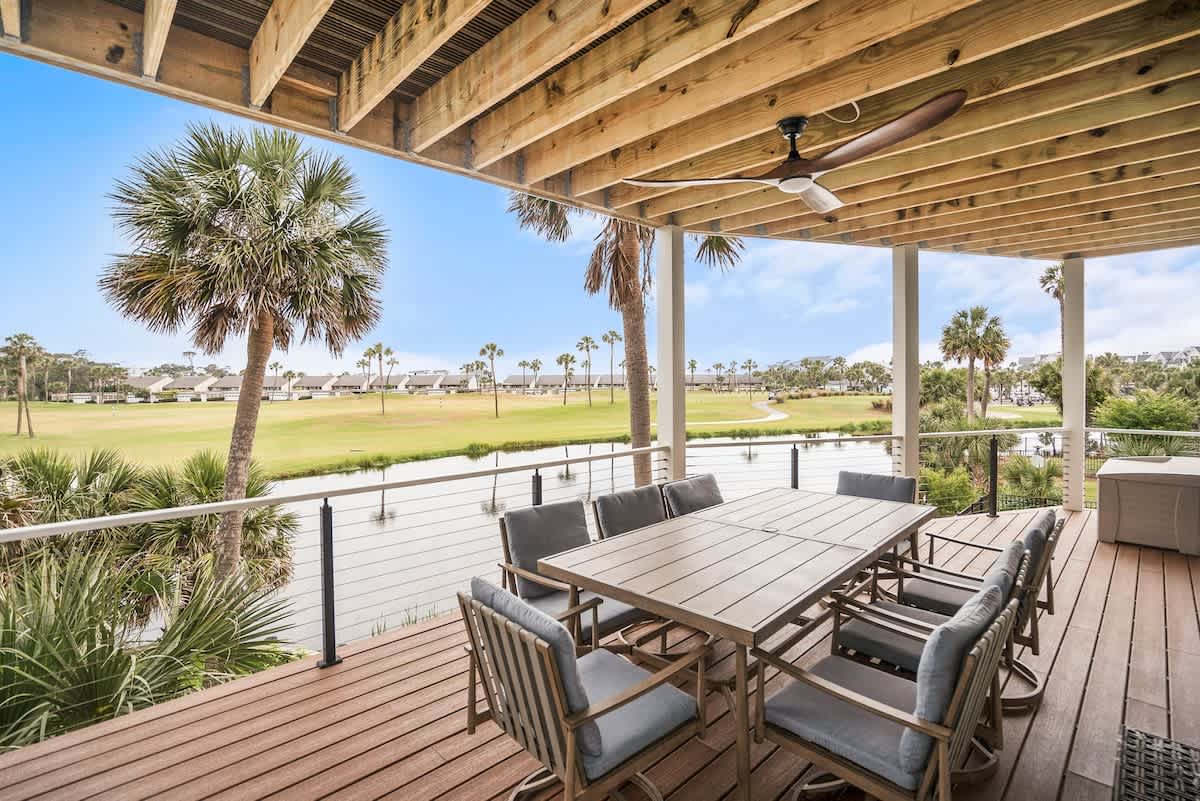 Beautiful balcony off of the living area overlooking the golf course