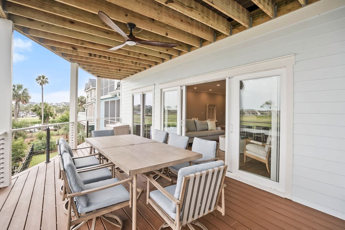 Beautiful balcony off of the living area overlooking the golf course