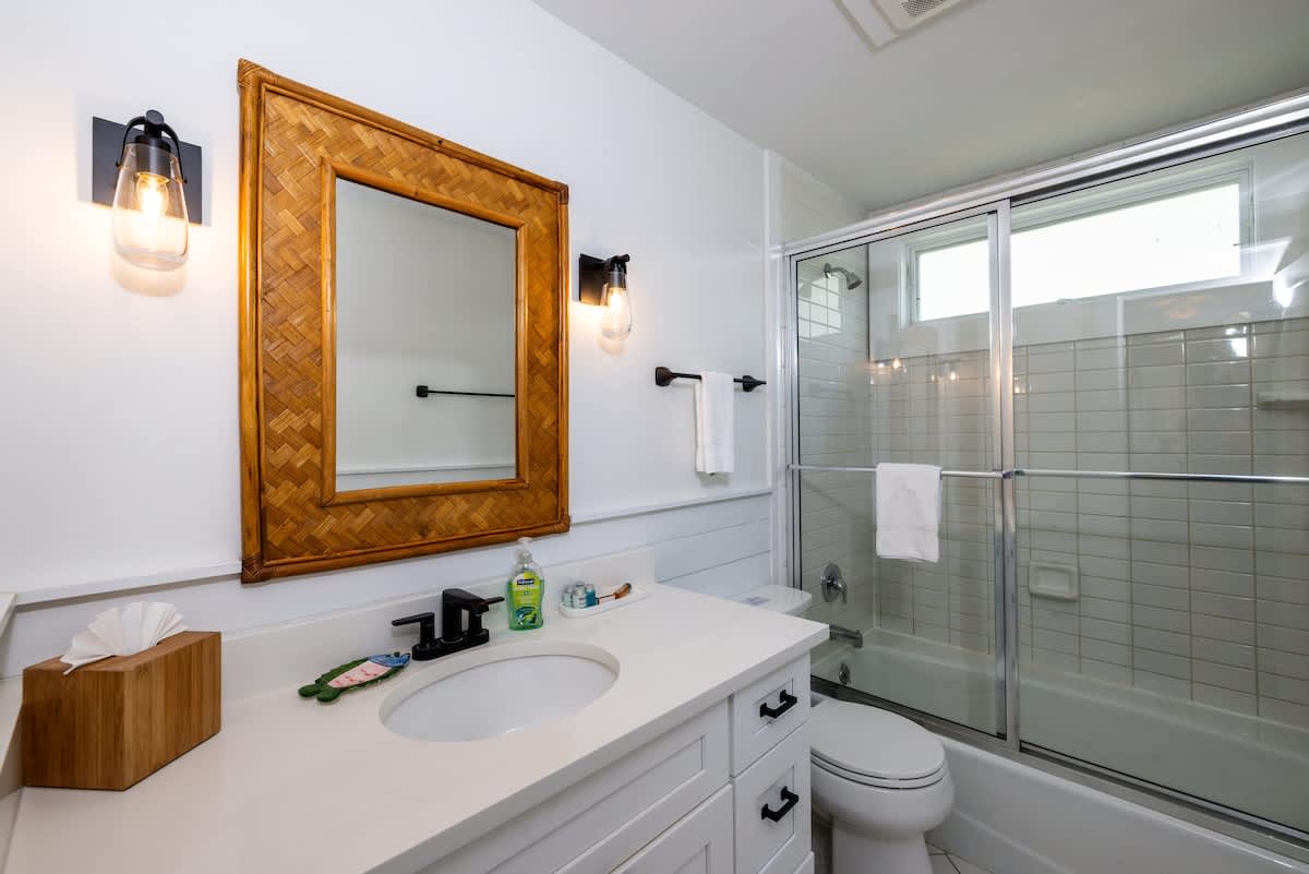Shared Hall Bathroom with Tub Shower Combo