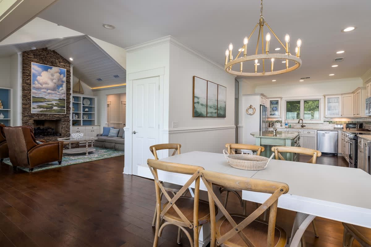 Open kitchen and dining area.