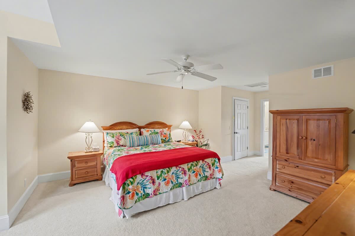 2nd Level Primary Bedroom with King Bed and Full En Suite Bathroom