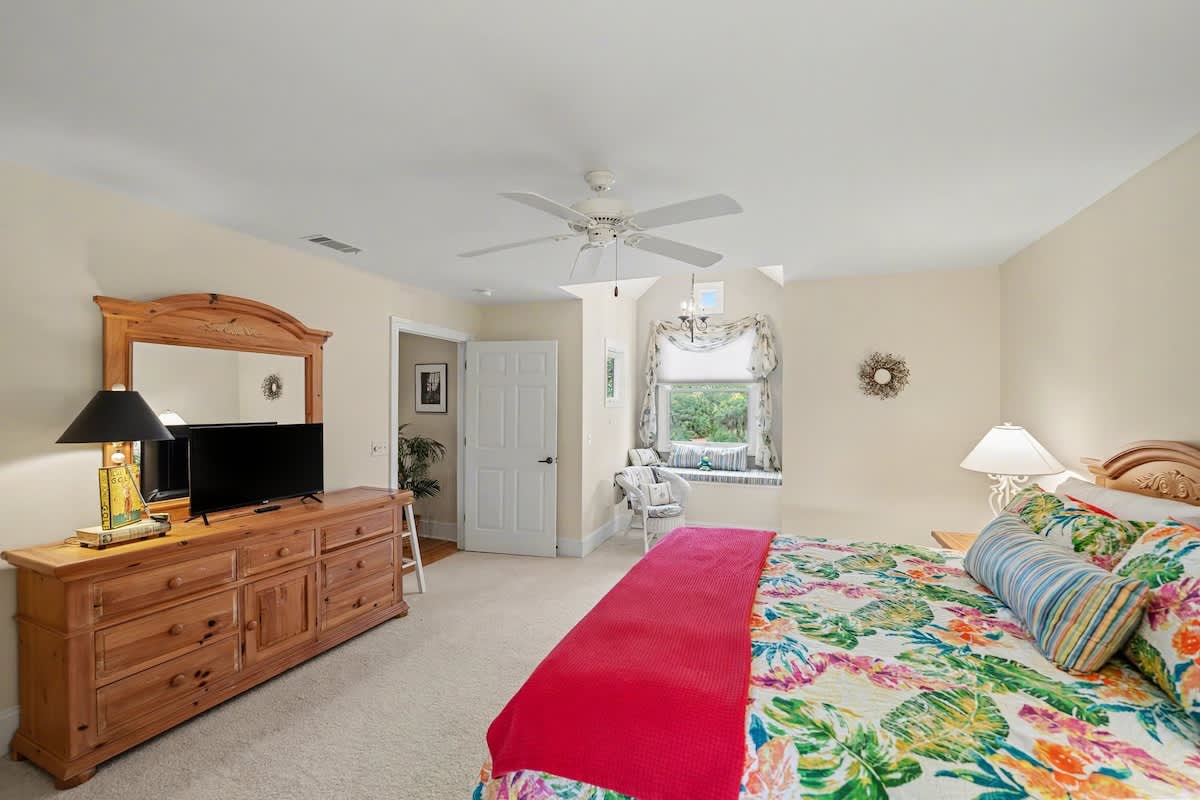 2nd Level Primary Bedroom with King Bed and Full En Suite Bathroom