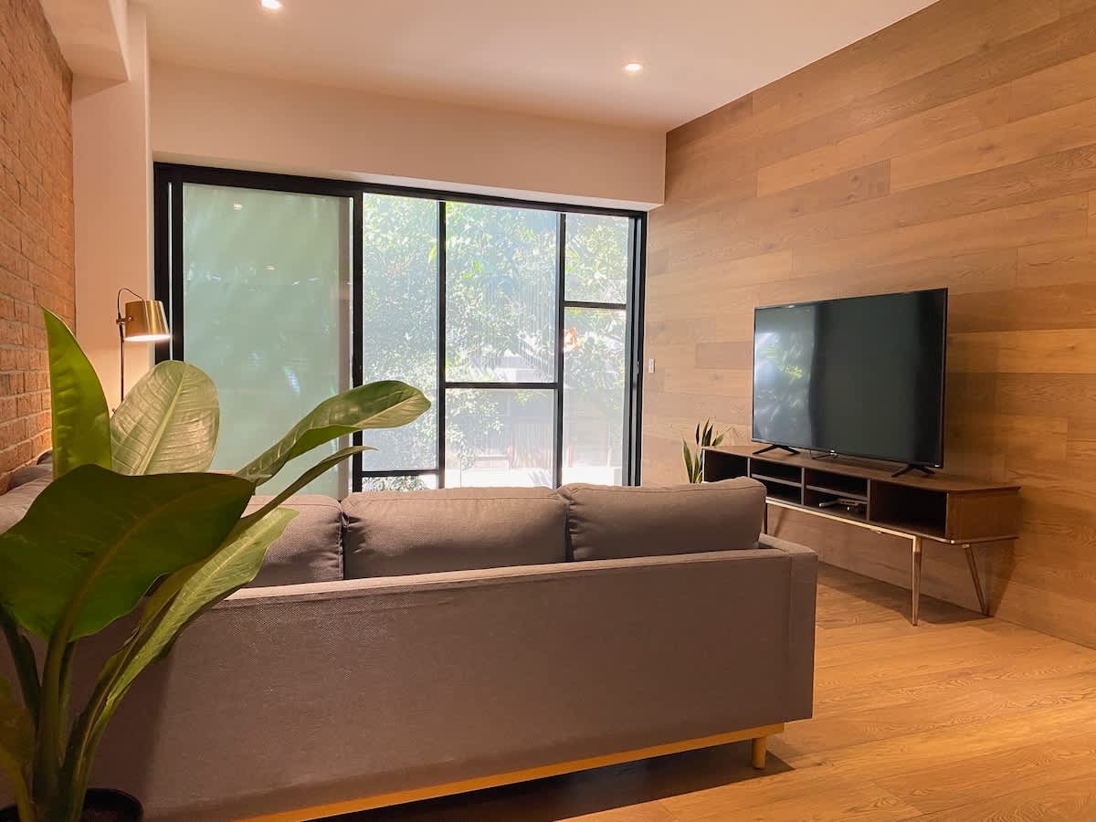 Living room with outdoor view