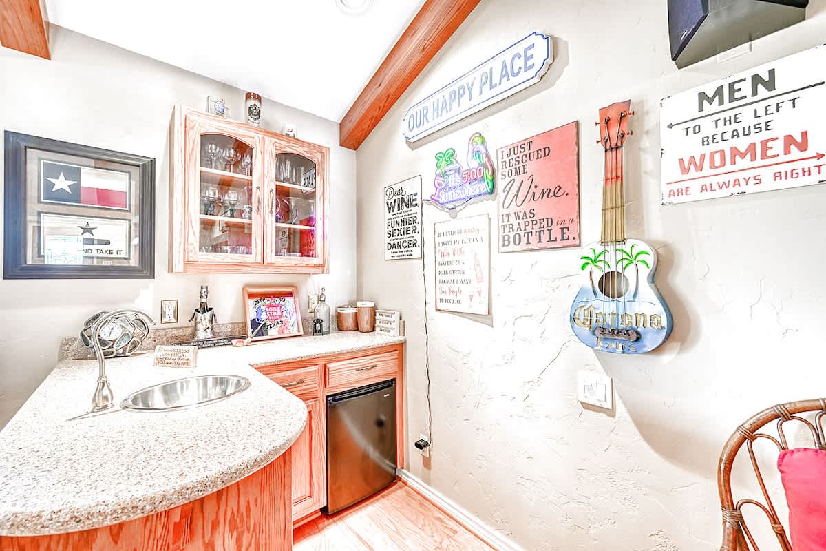 Functional bar area in the living room for a fun night in.