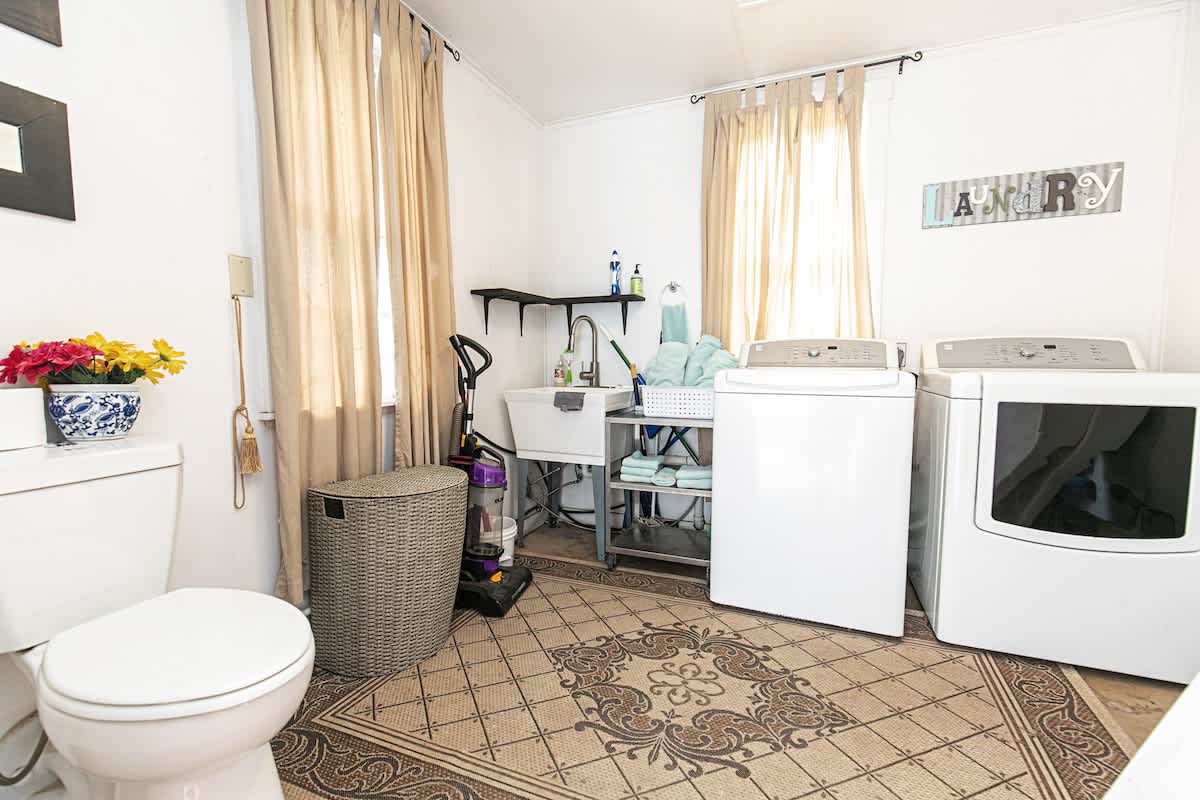 Laundry room and half bath.