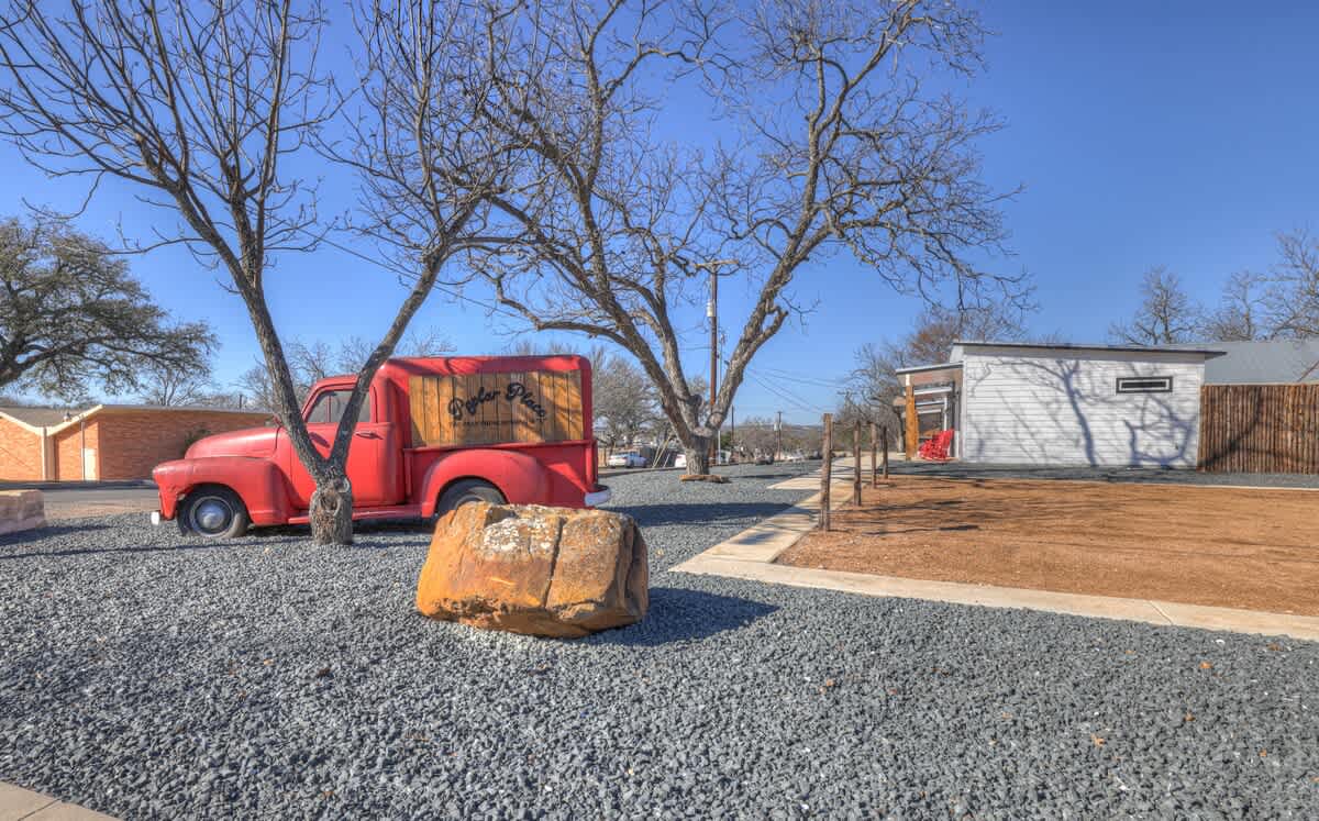 This adorable antique truck greets you as you enter Poplar Place.