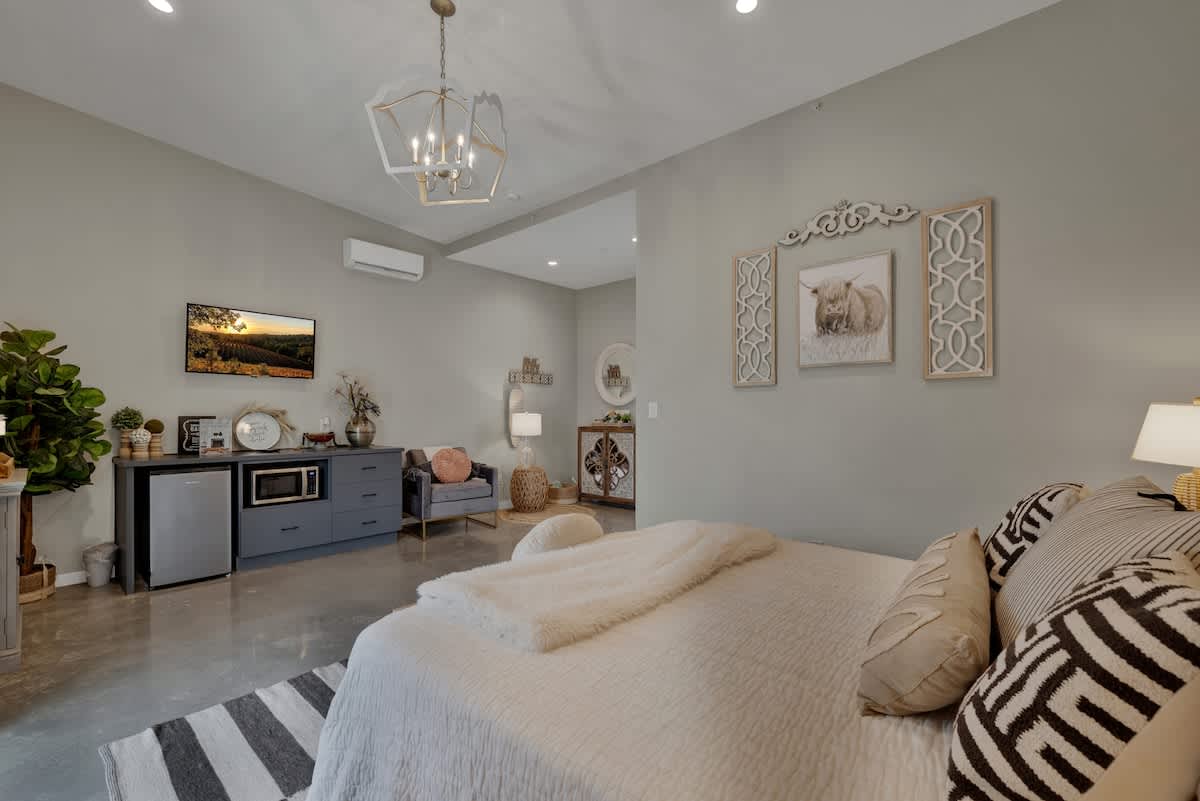 Enjoy your favorite show on the flat screen TV.