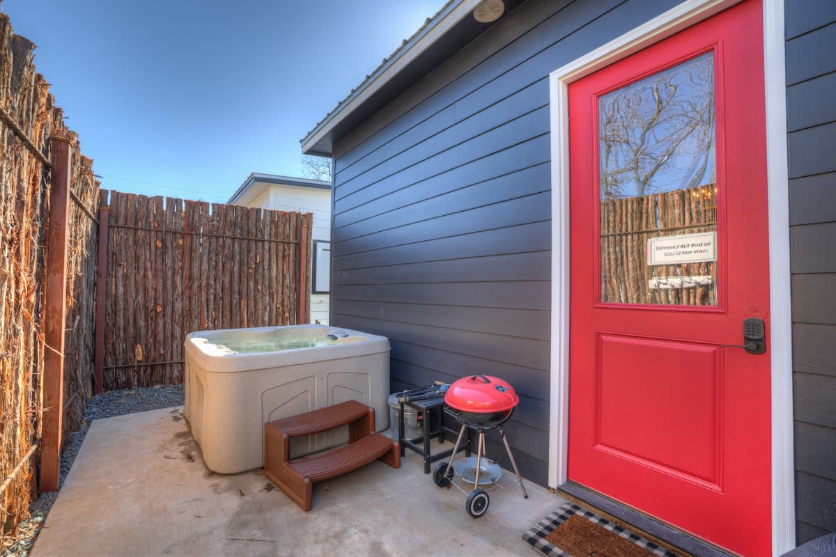 Private back porch with grill.