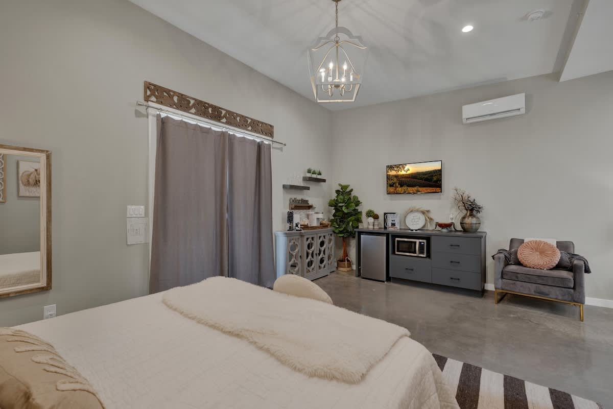 Unwind in the comfortable bed.