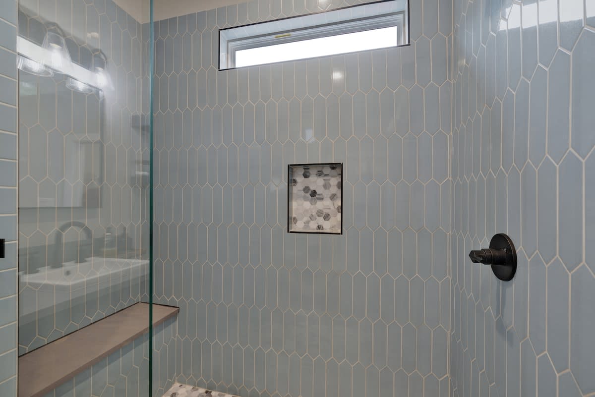 Large walk in shower.