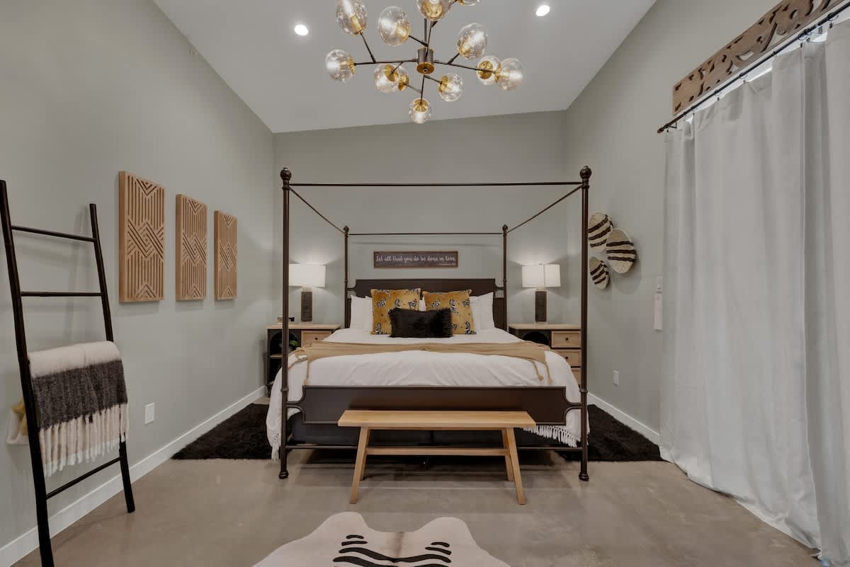 Comfortable king bed awaits.