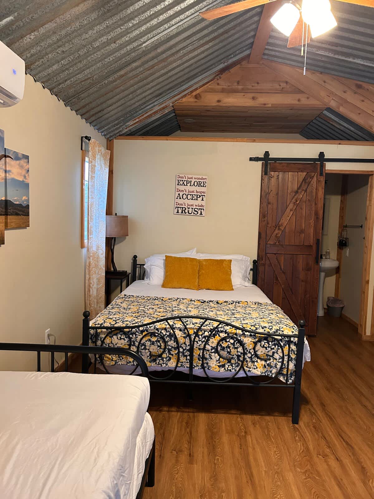 Cabin 1 - sleeps up to 4 guests. 1 bathroom with shower (no tub)