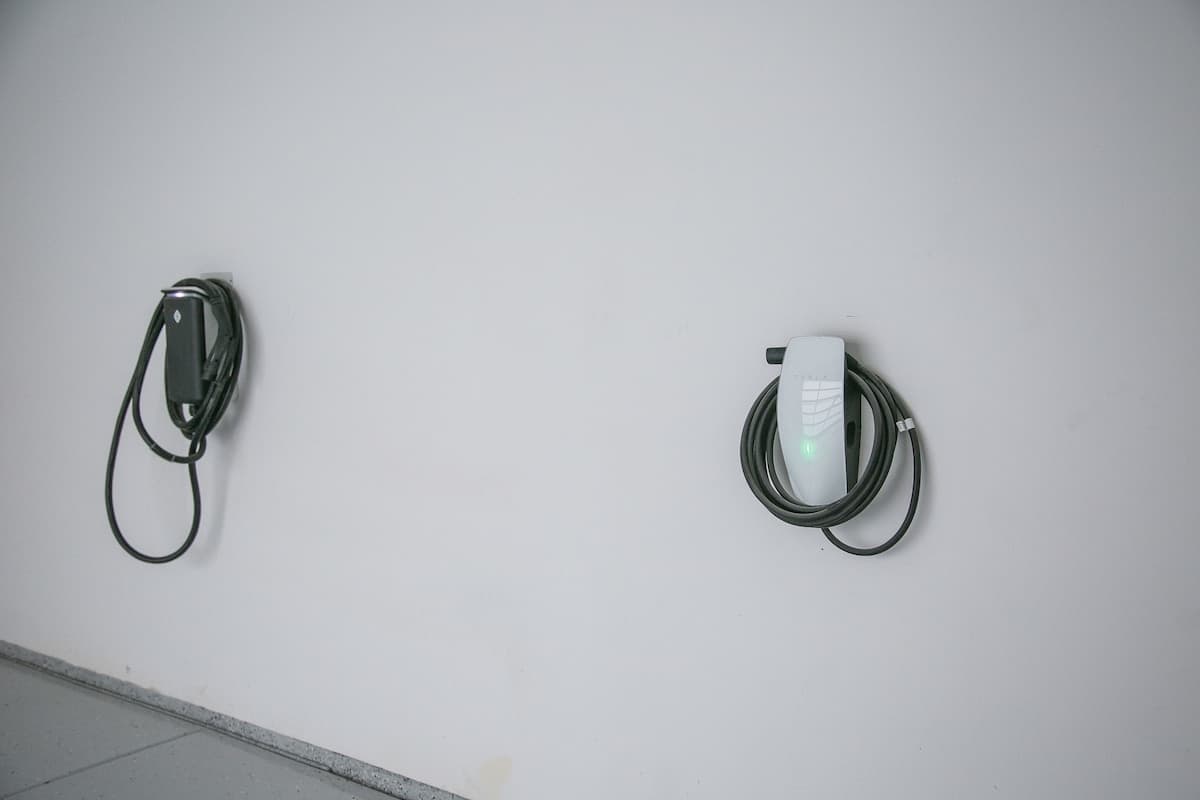 Tesla and Rivan EV chargers located in the garage