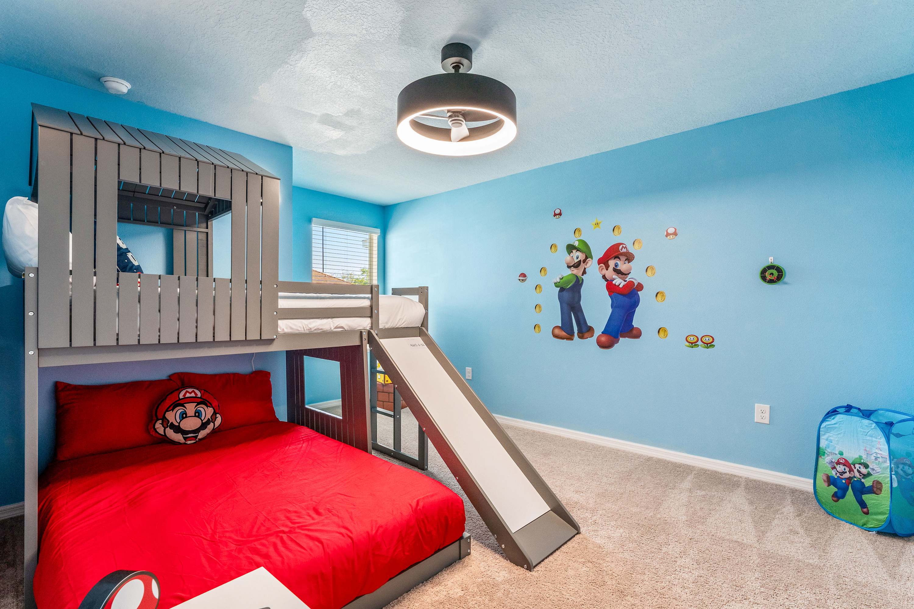 Kids will love the Mario Brothers themed room