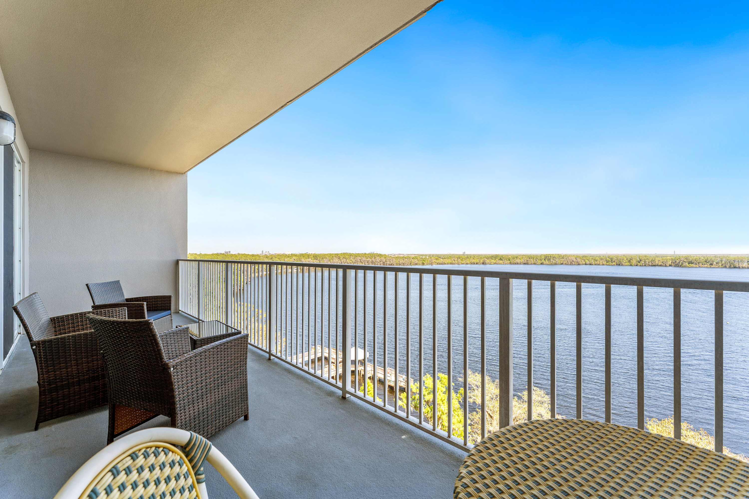 Breathe in the fresh air on the lakefront balcony