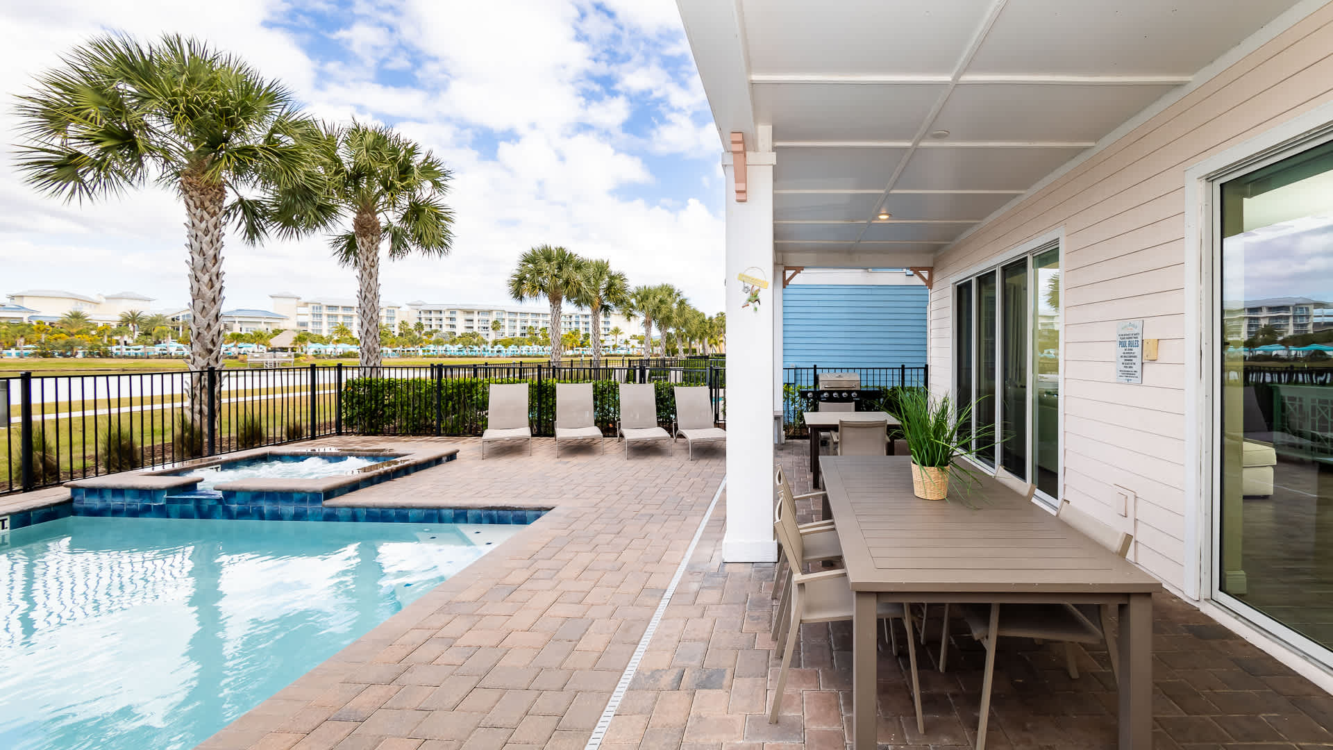 Make a splash in the private pool or soak your cares away in the bubbling hot tub!