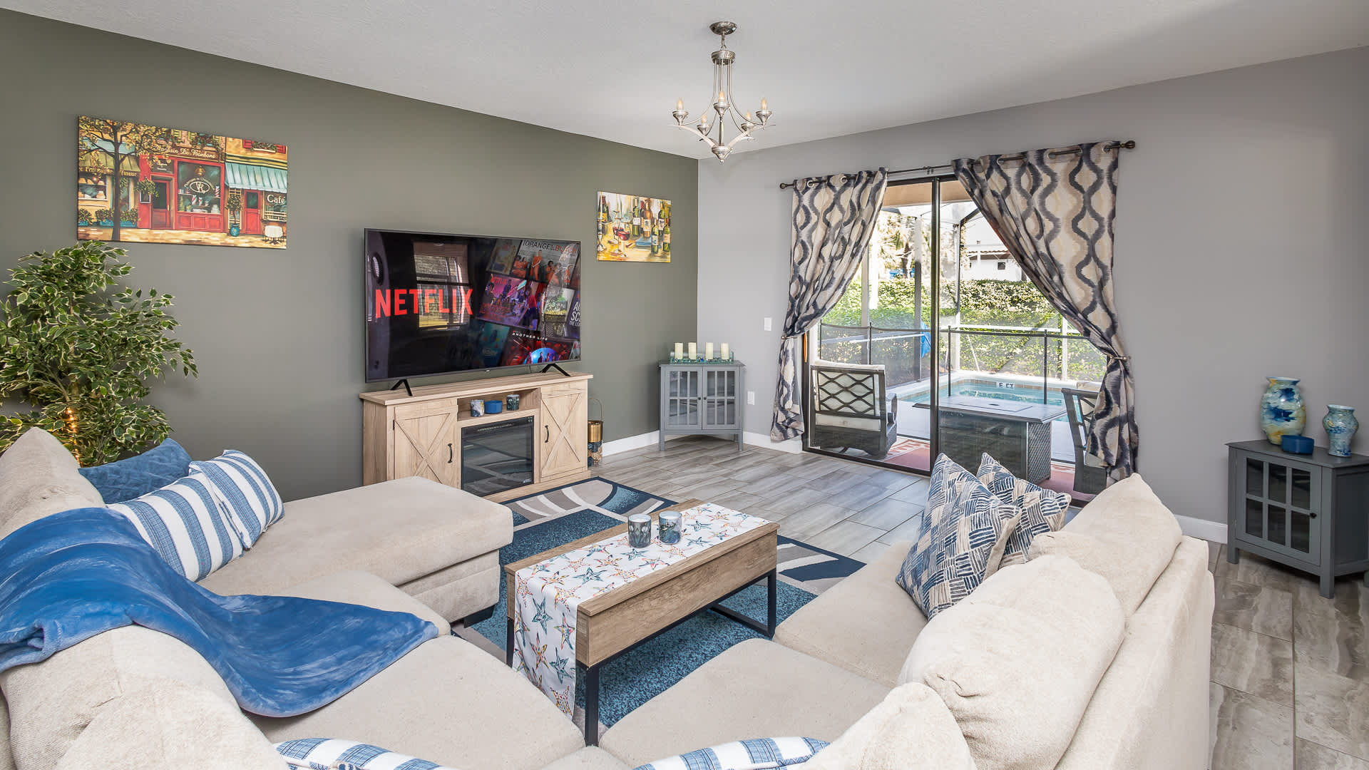 Curl up in the inviting living room & stream your favorite entertainment​