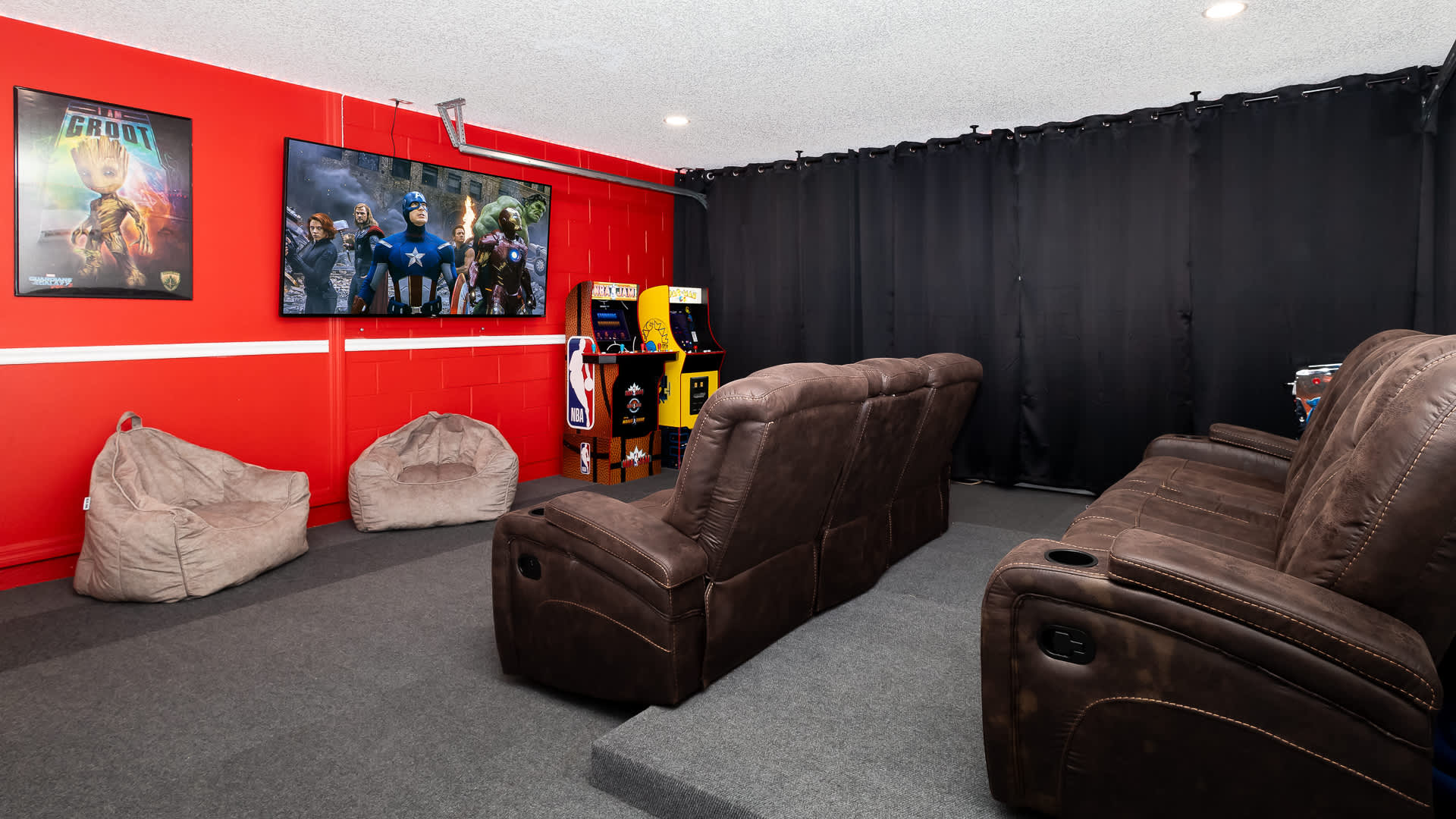 Immerse yourself in a cinematic experience in the movie/game room