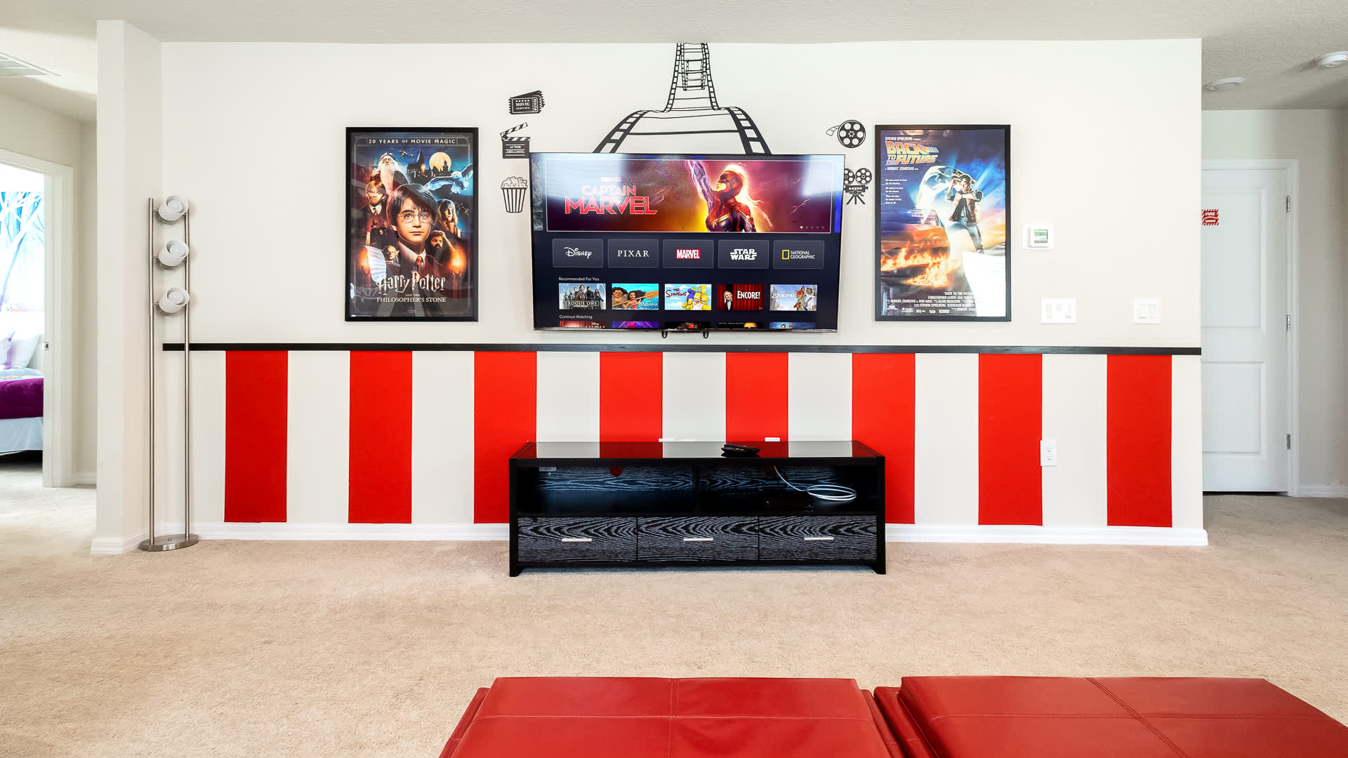 Head upstairs to the loft theater area to unwind with a movie!