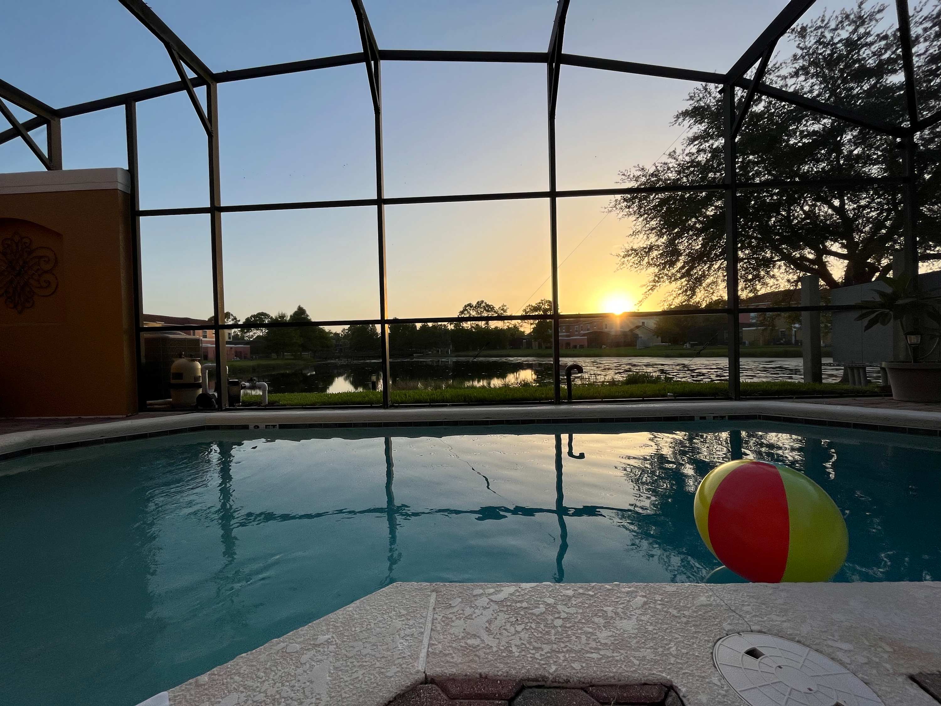 Private gated pool with lake view