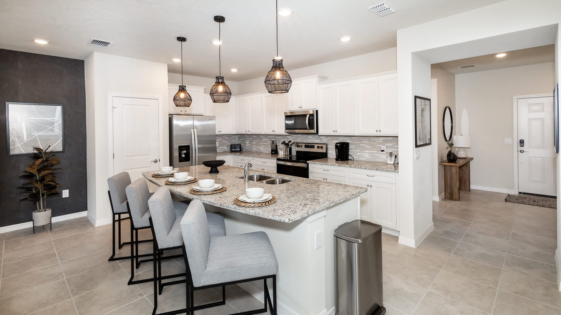 Counter seating for 4 is available off the spacious, updated kitchen