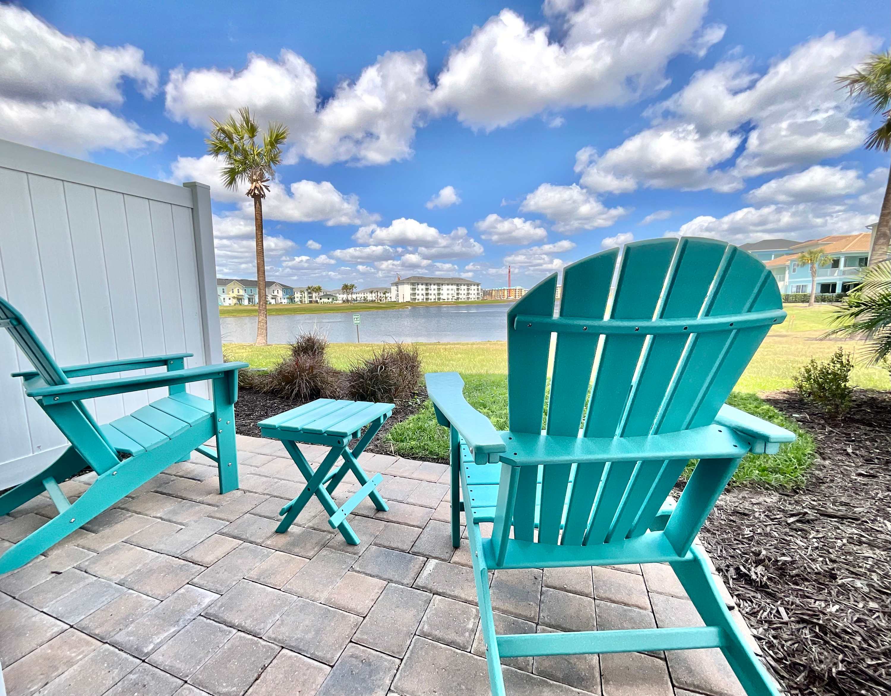 Lounge chairs to relax while enjoying the lake views