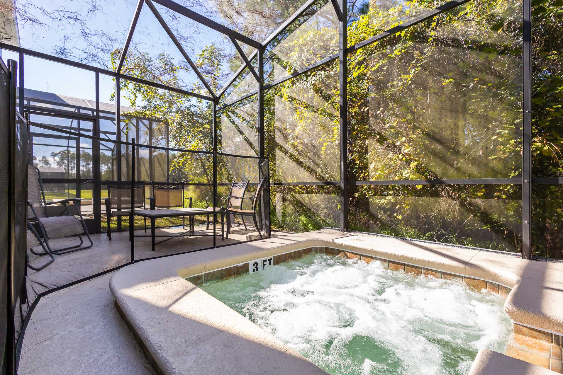 Take a soak in your own Jacuzzi Hot Tub or splash around under the cover of your own lanai