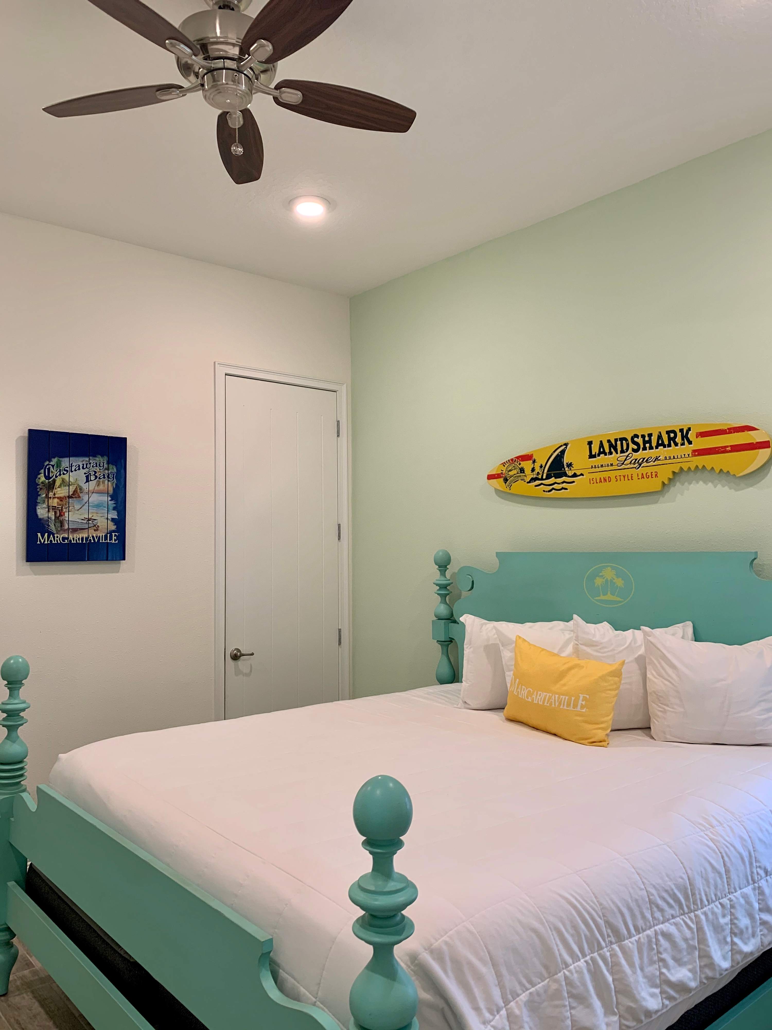 Bedroom 1 with King bed, TV, en suite, and bonus room