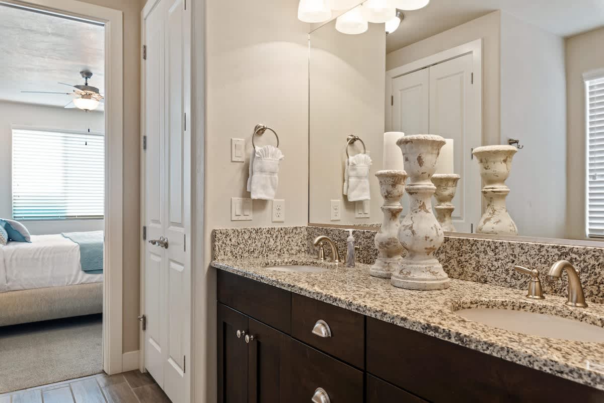 Master bathroom with double sink vanity