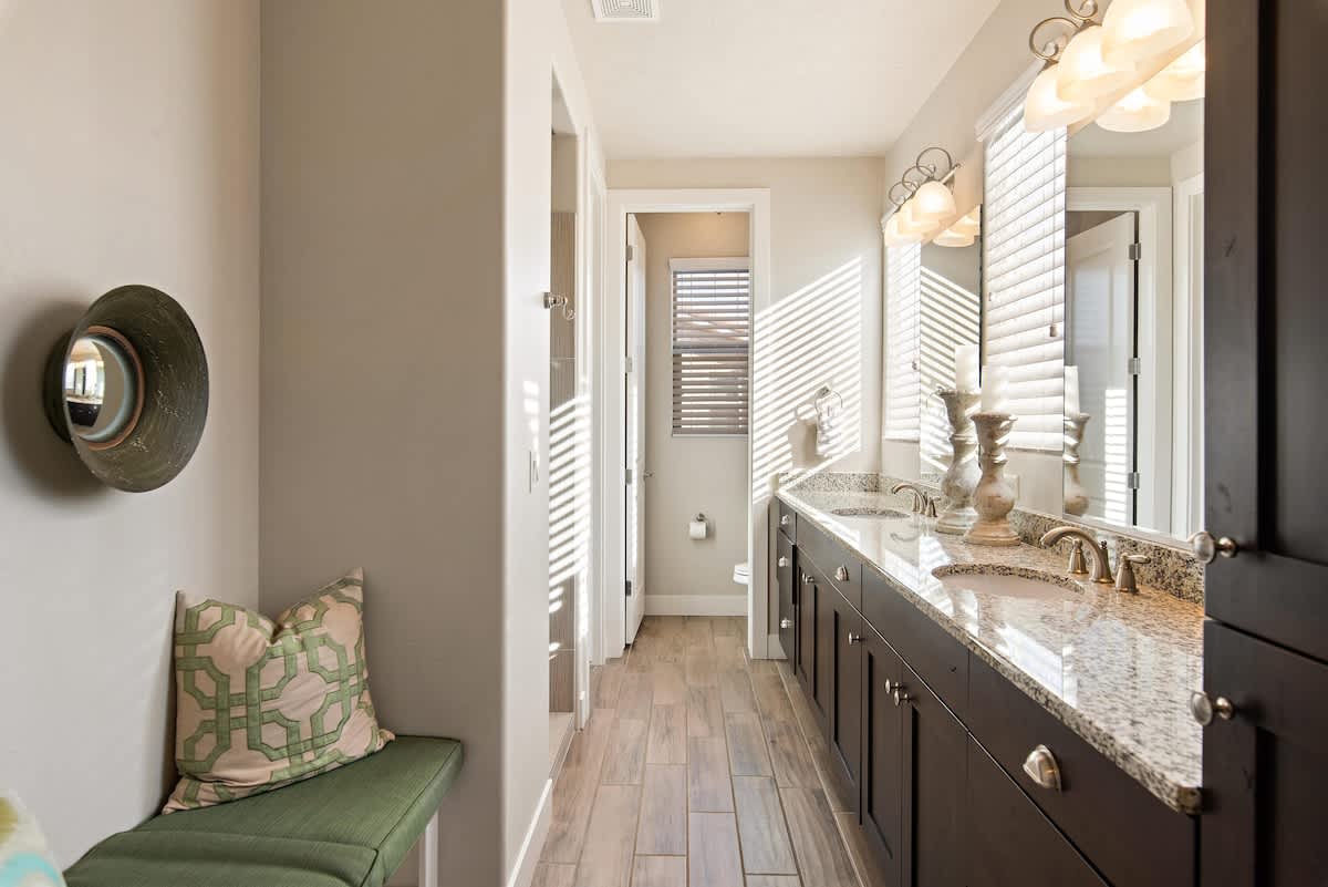 Bathroom for bedroom 2 with shower and large dual vanity