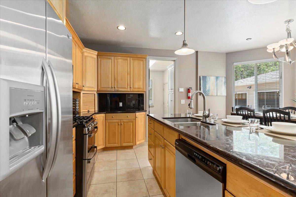 Kitchen with stainless steel appliances