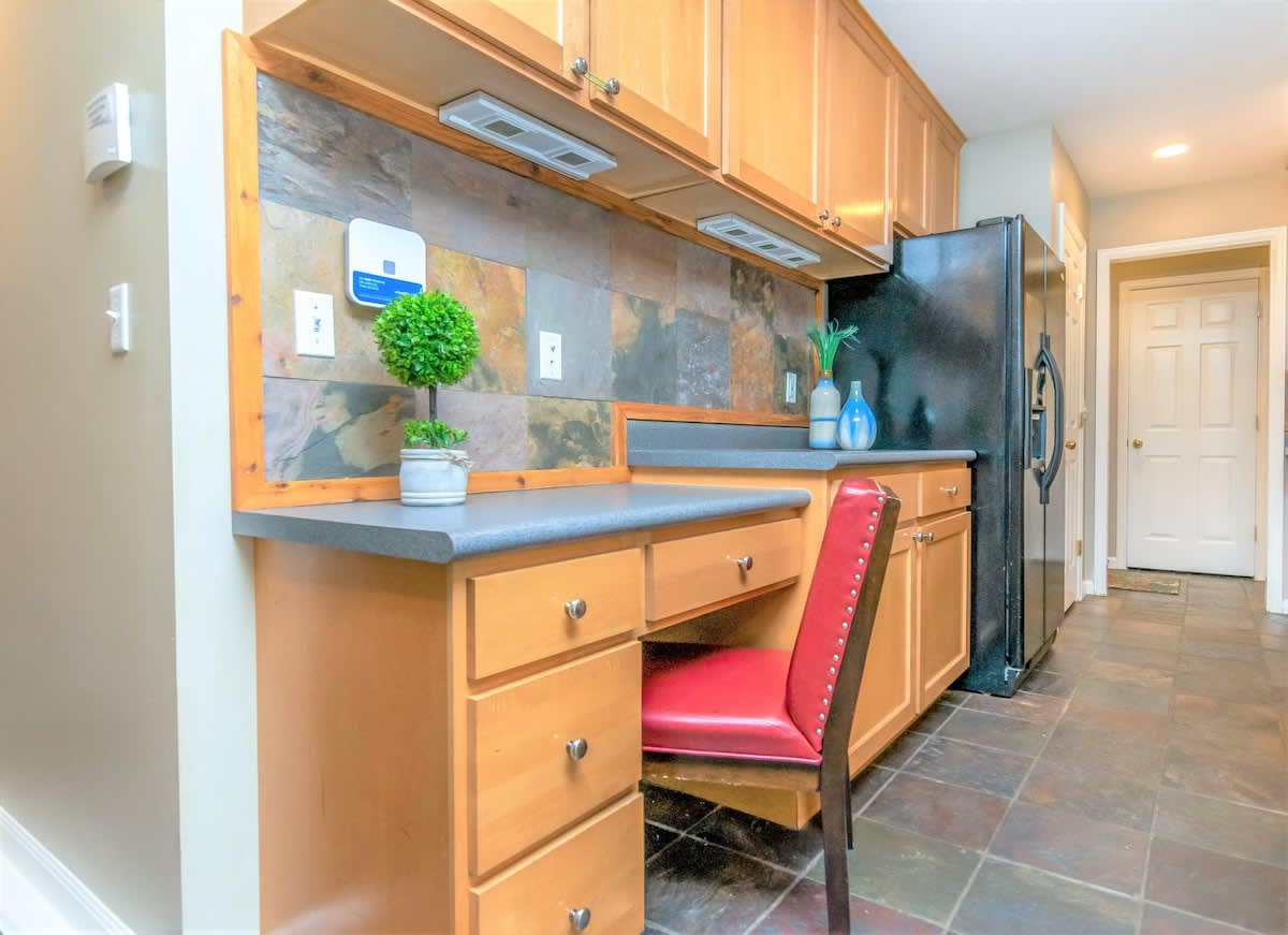 Kitchen with small desk area for work