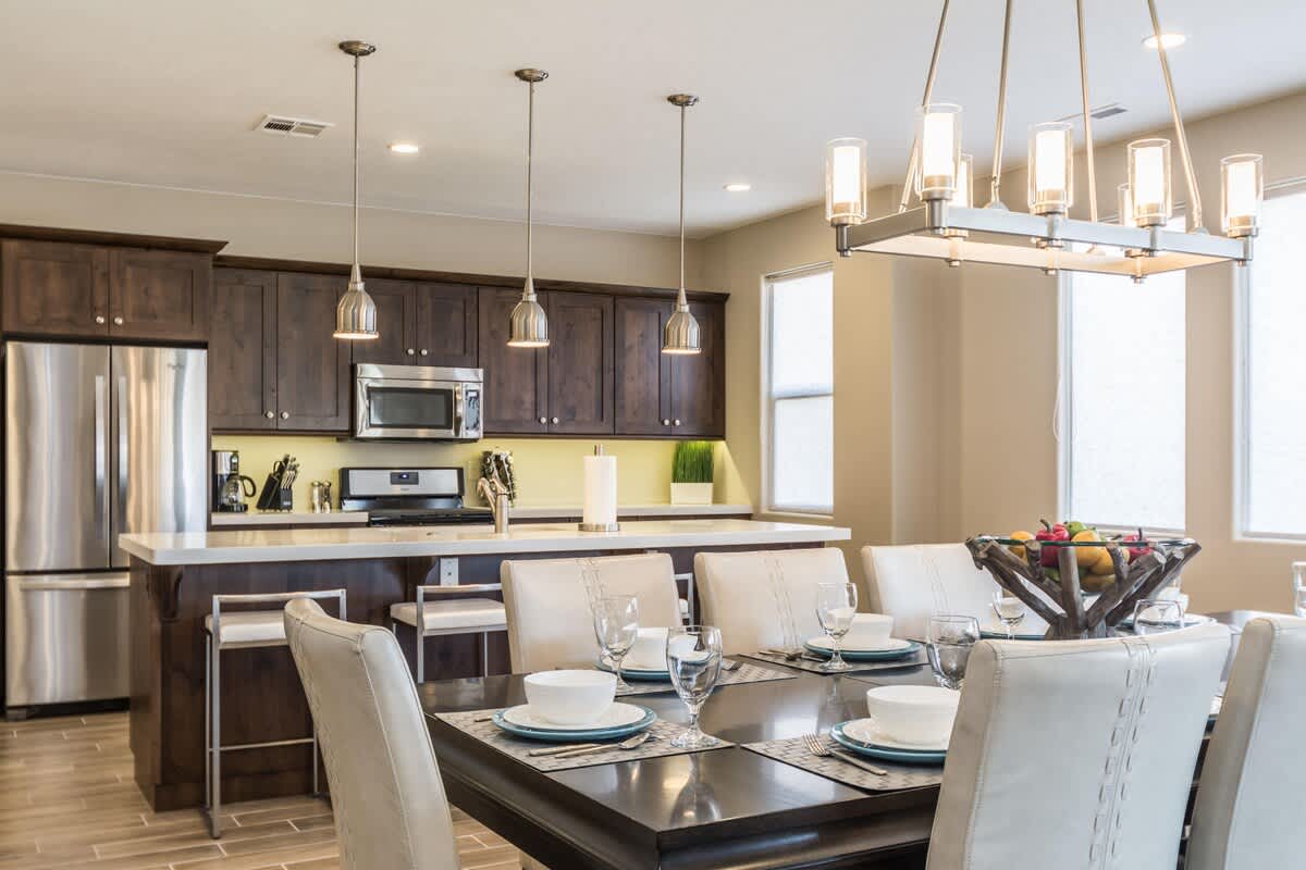 Gorgeous open concept kitchen and dining areas