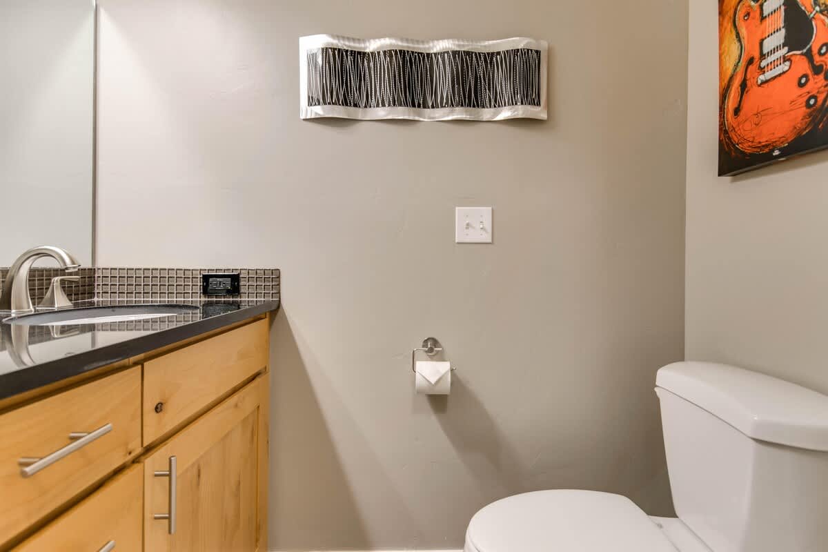 Half bathroom off kitchen