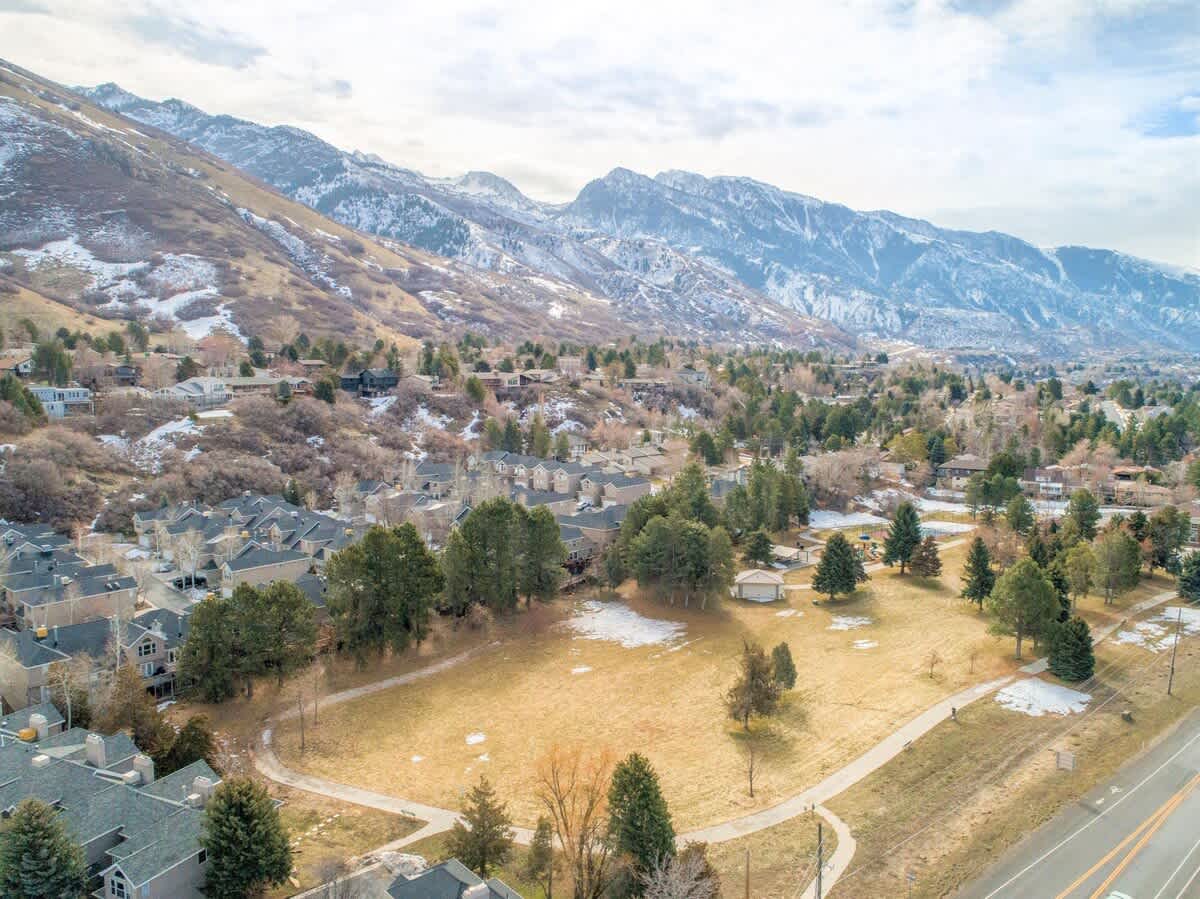 Aerial view of the community and park next door