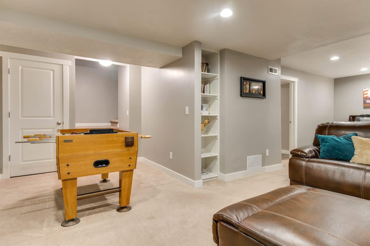 Basement recreation room with foosball