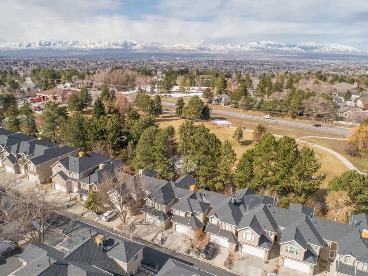 Aerial view of the community and park